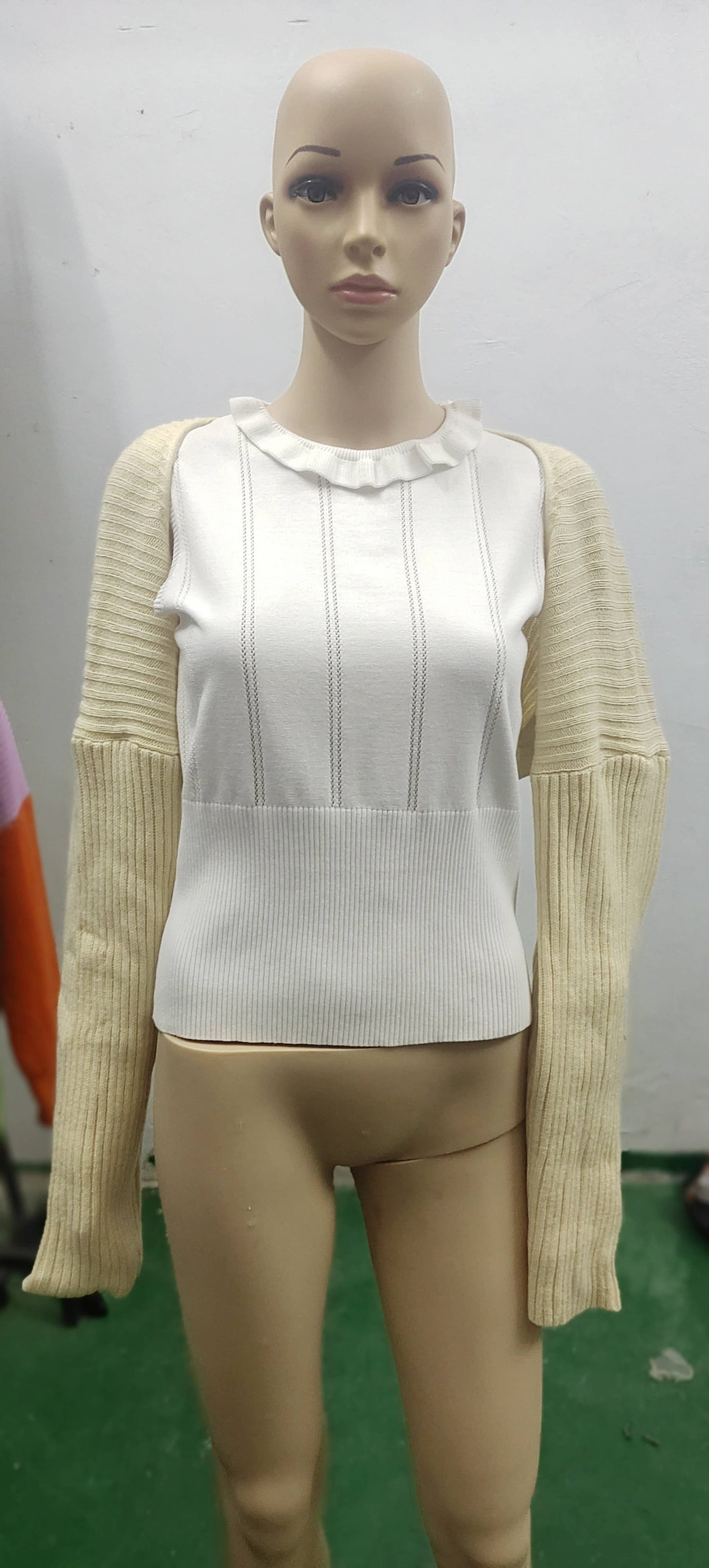 SEXY SOLID ULTRA SHORT LONG SLEEVE SWEATER JACKET