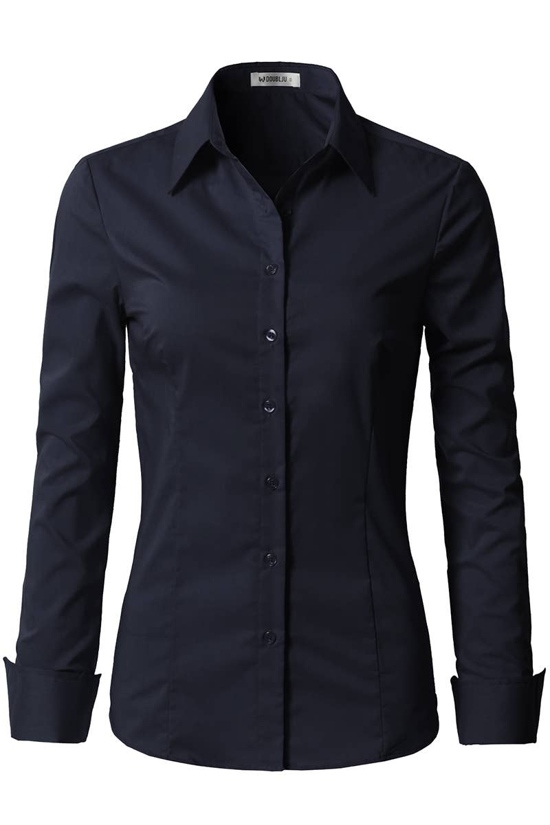 LADIES CASUAL LONG SLEEVE BUTTON UP SHIRT_CWTDSL027