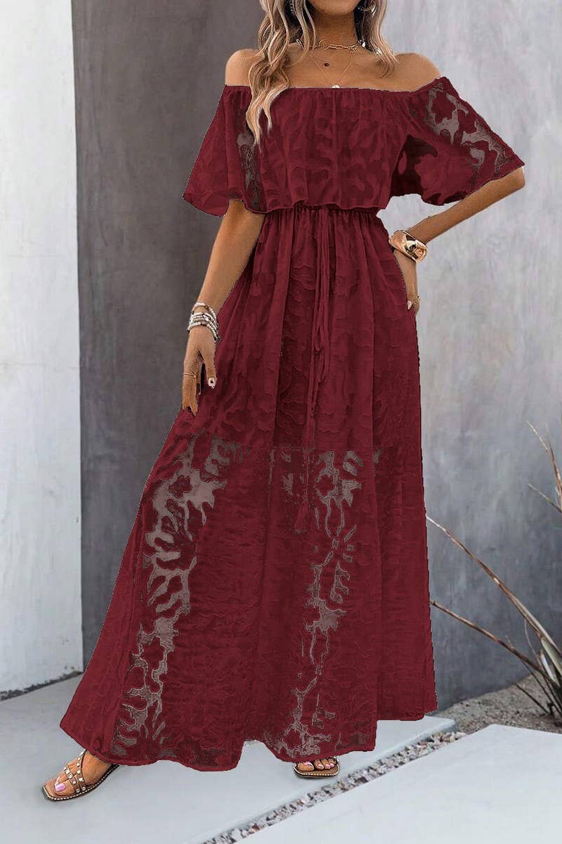 CWDMD5705_SEXY ONE-SHOULDER SOLID COLOR SHORT-SLEEVED DRESS