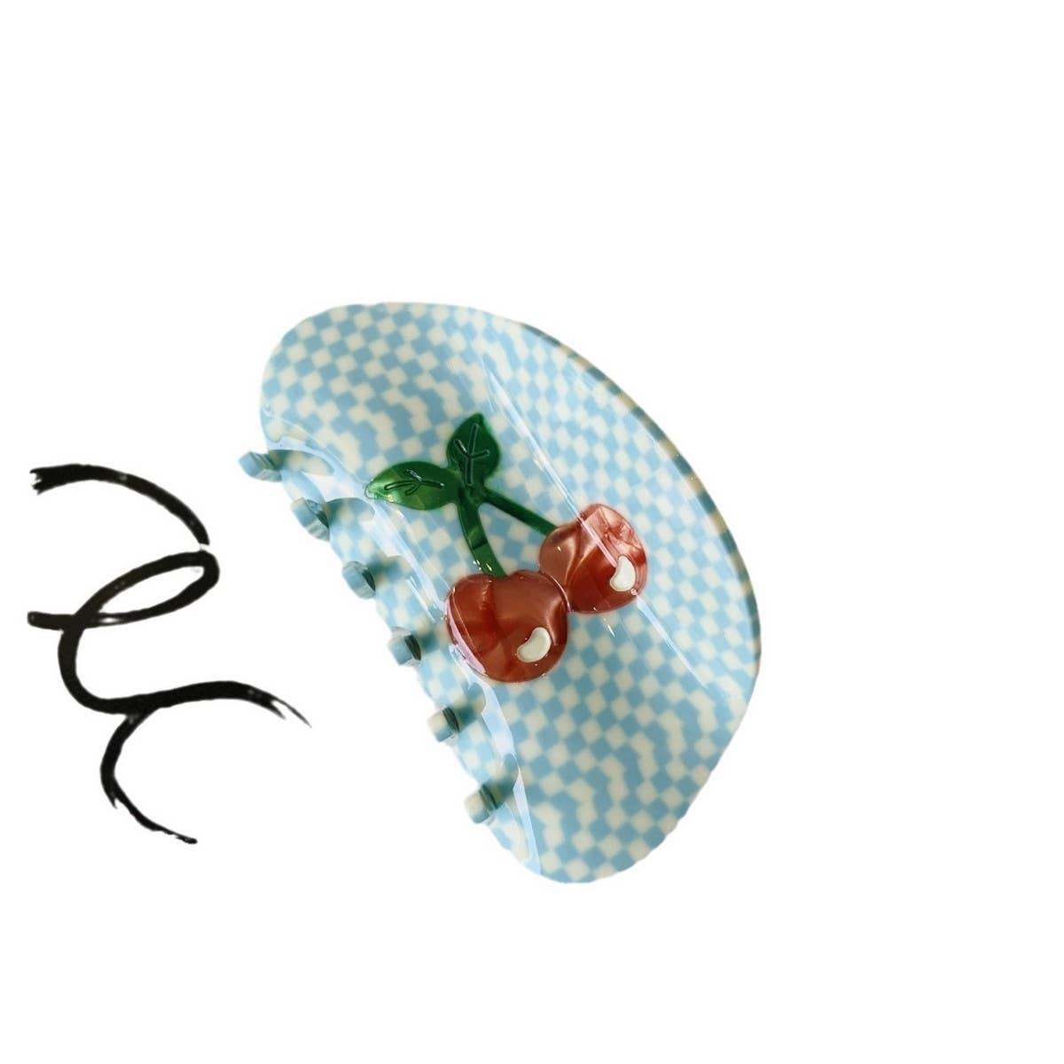 Cherry Heart Gingham Hair Claw Clip - Cute Style_CWAHA2145