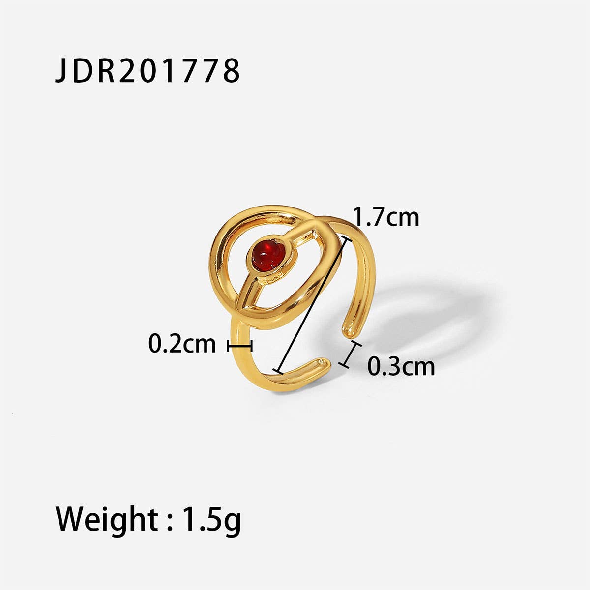 GOLD STAINLESS STEEL INLAID NATURAL STONE RINGS