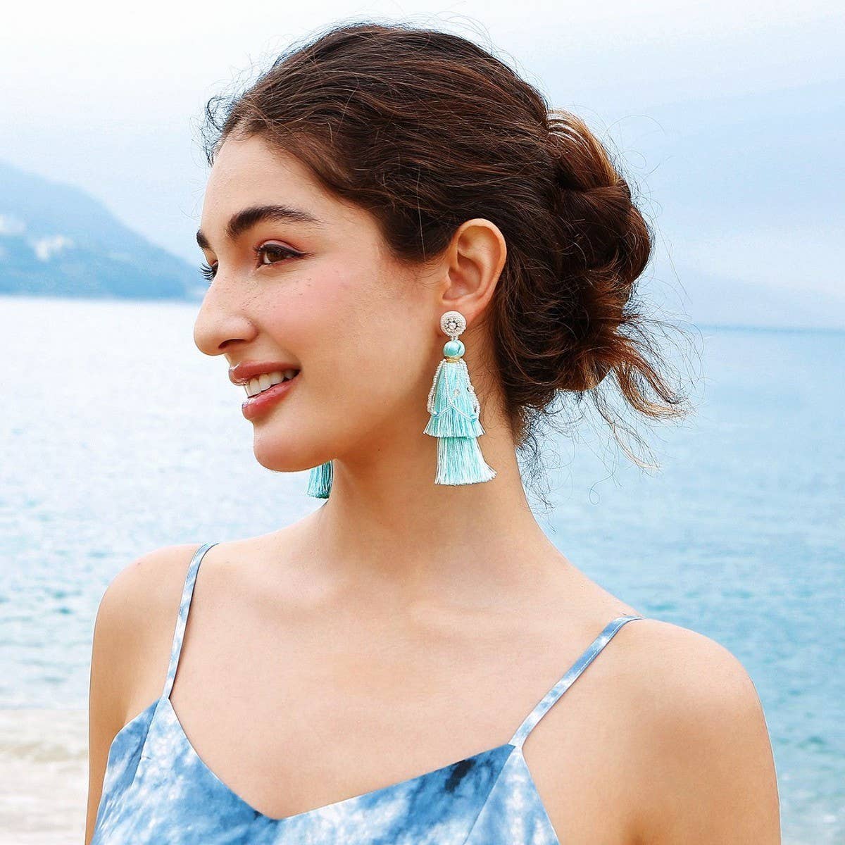 MINT MAMBO STYLE TRANSPARENT TASSEL EARRINGS
