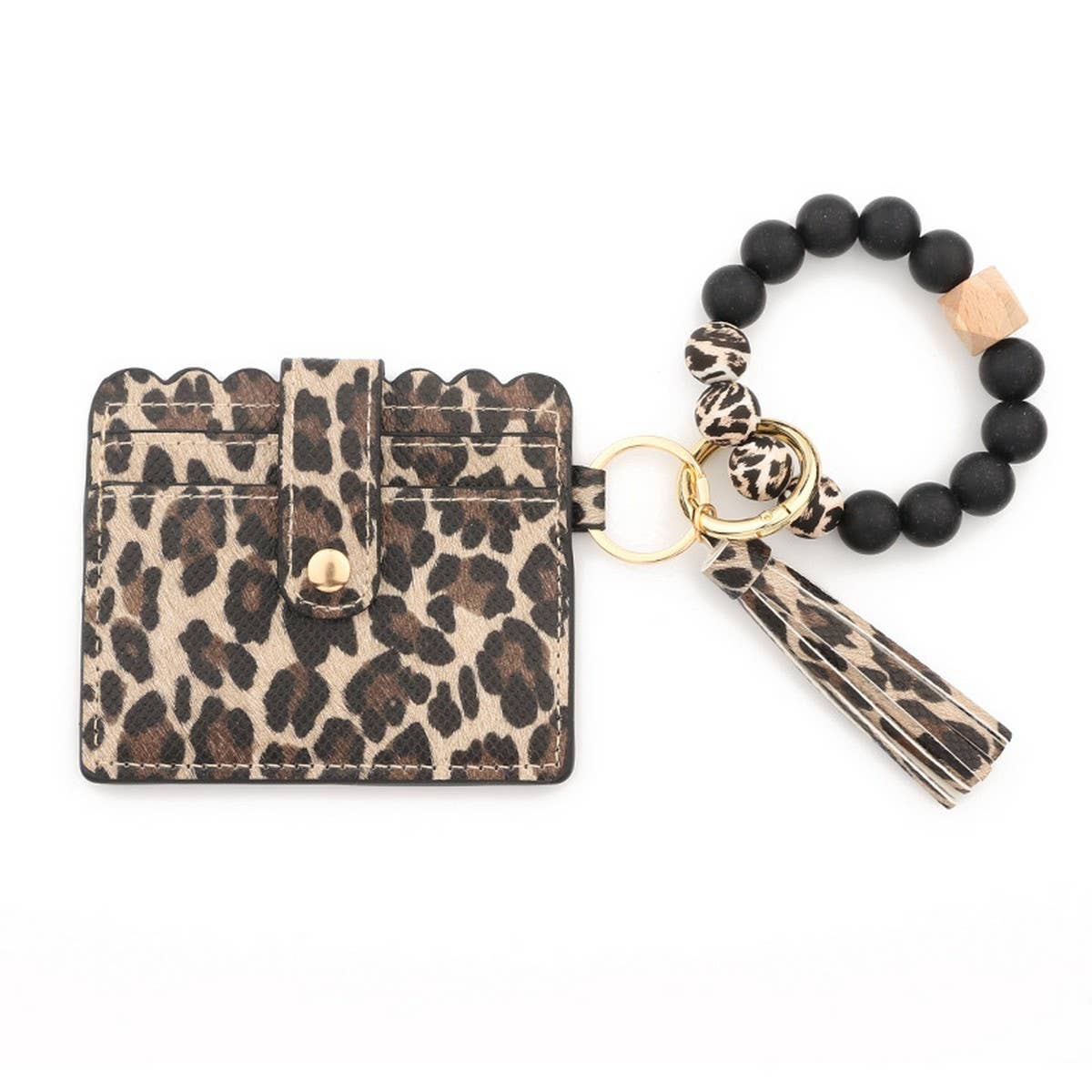SILICONE BEAD BRACELET CARD BAG TASSEL KEYCHAIN