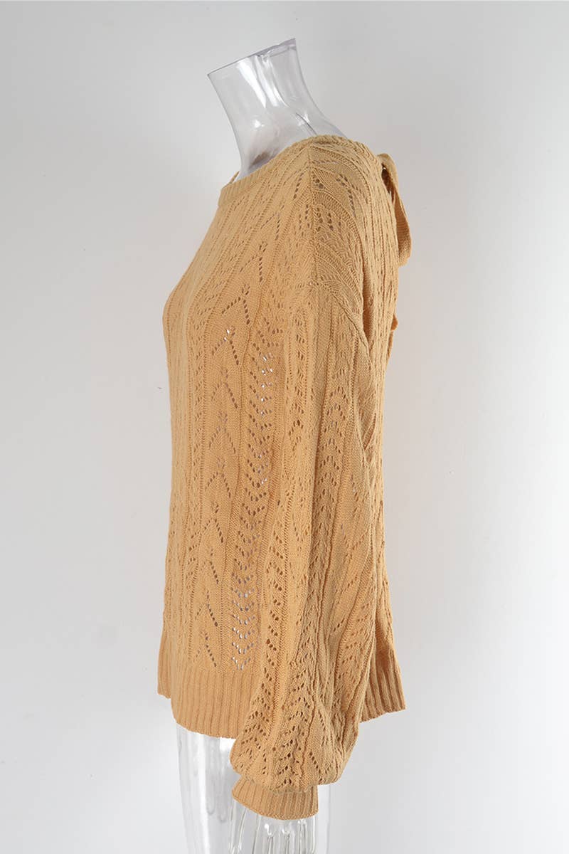 HOLLOWED-OUT CREW-NECK SWEATER