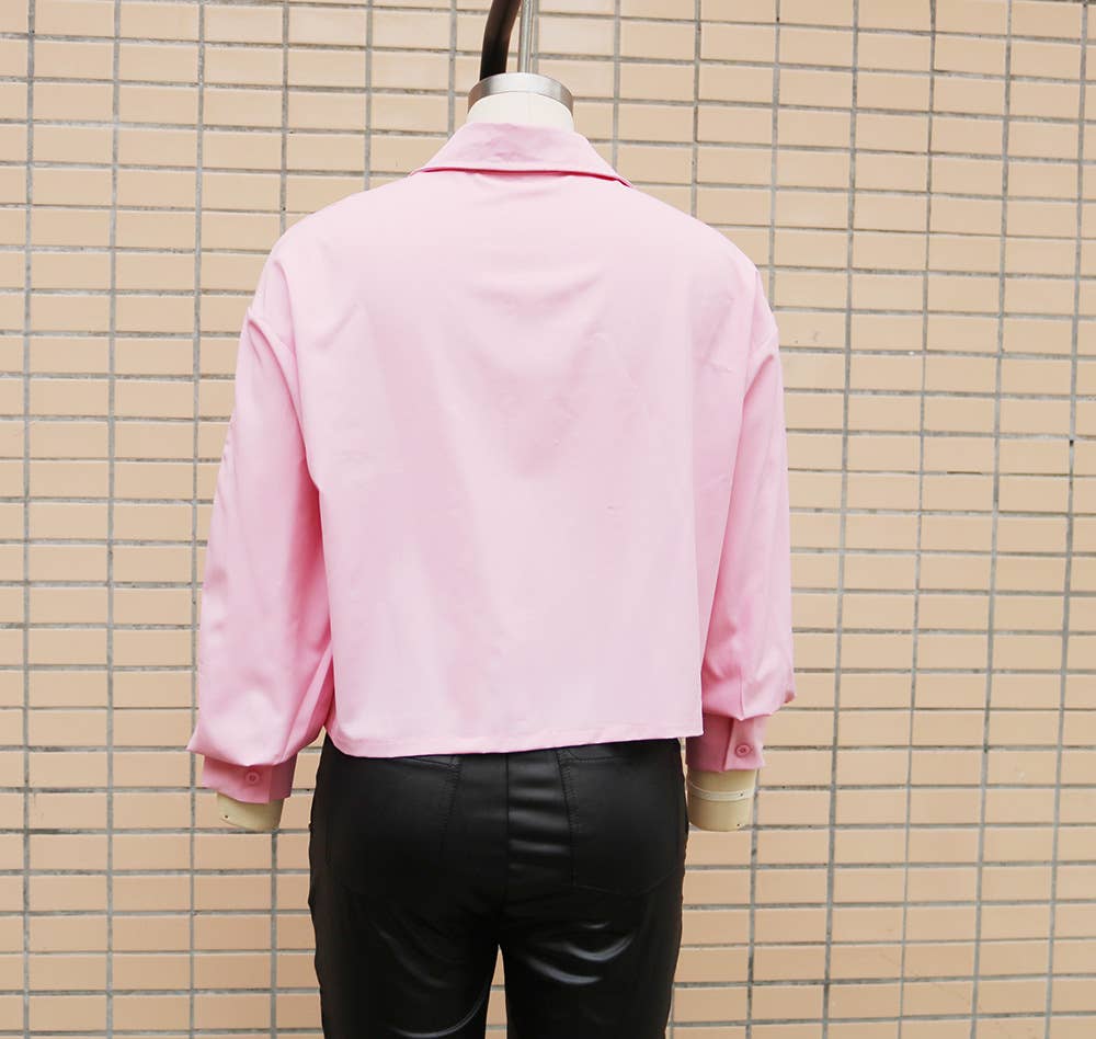 Solid-color bat-sleeved loose short shirt