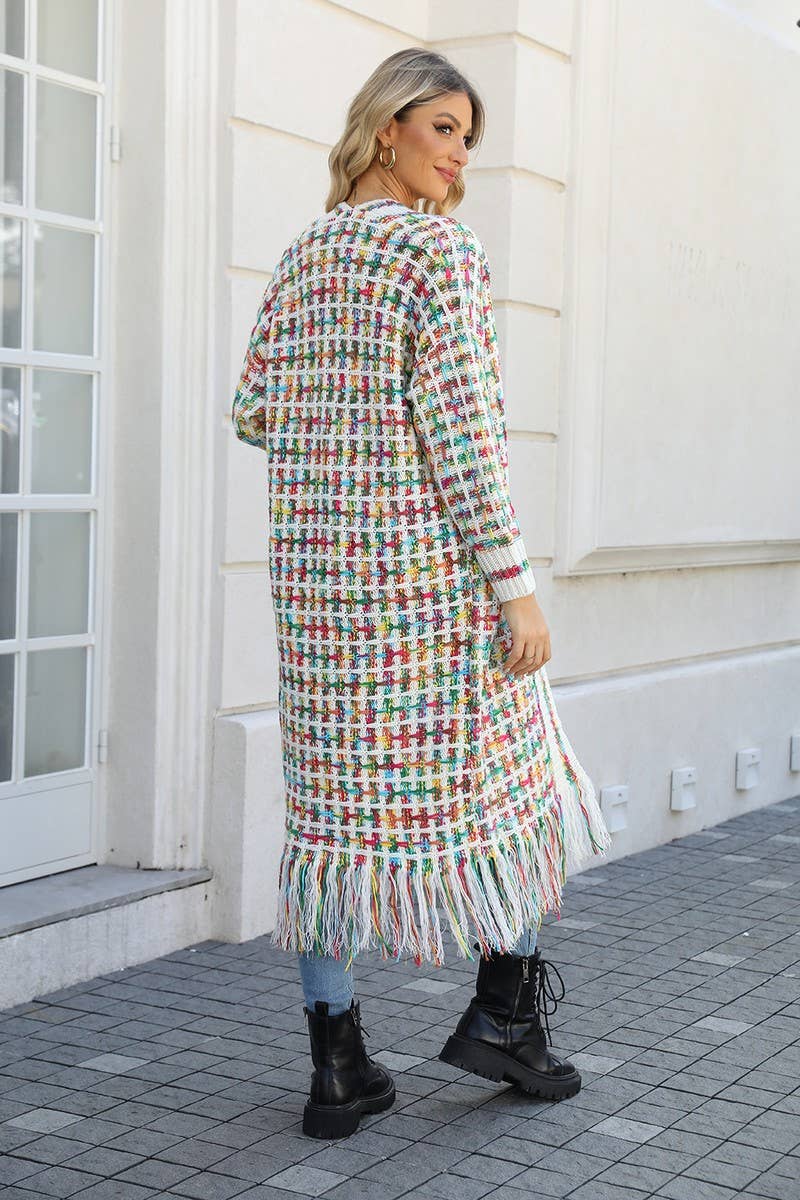 CWOCAL0933_FRINGED LONG COLORFUL CARDIGAN COAT