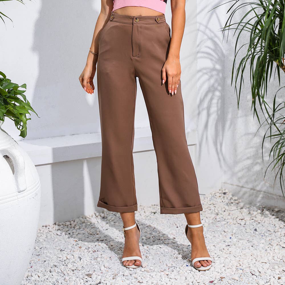 COMMUTER CHIC HIGH-WAISTED CASUAL LOOSE PANTS