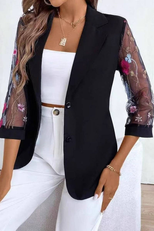 CWOJA1738_SUMMER TEMPERAMENT COMMUTING LACE SMALL SUIT