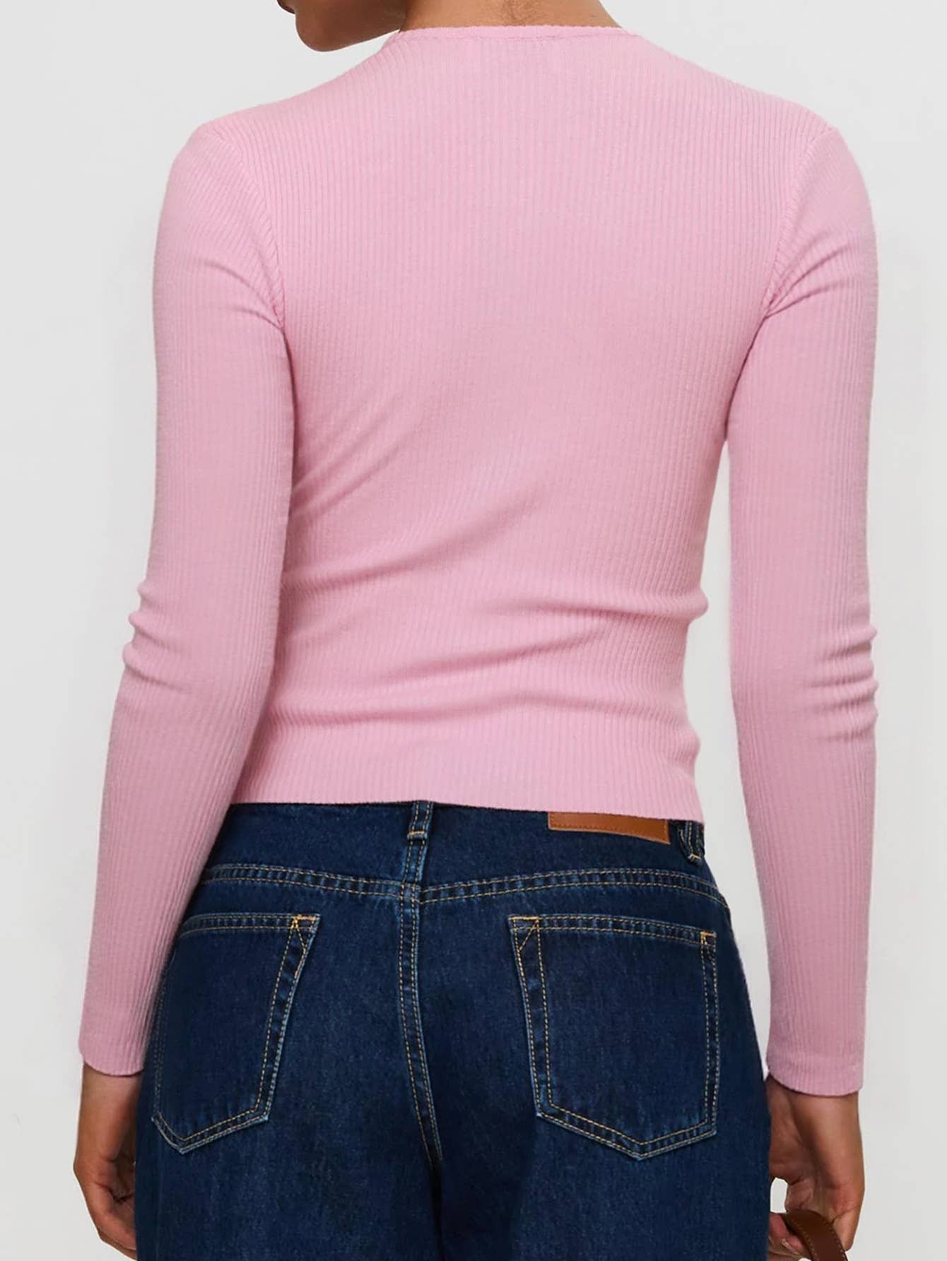 Hot Girl solid color long-sleeved woolen Sweater