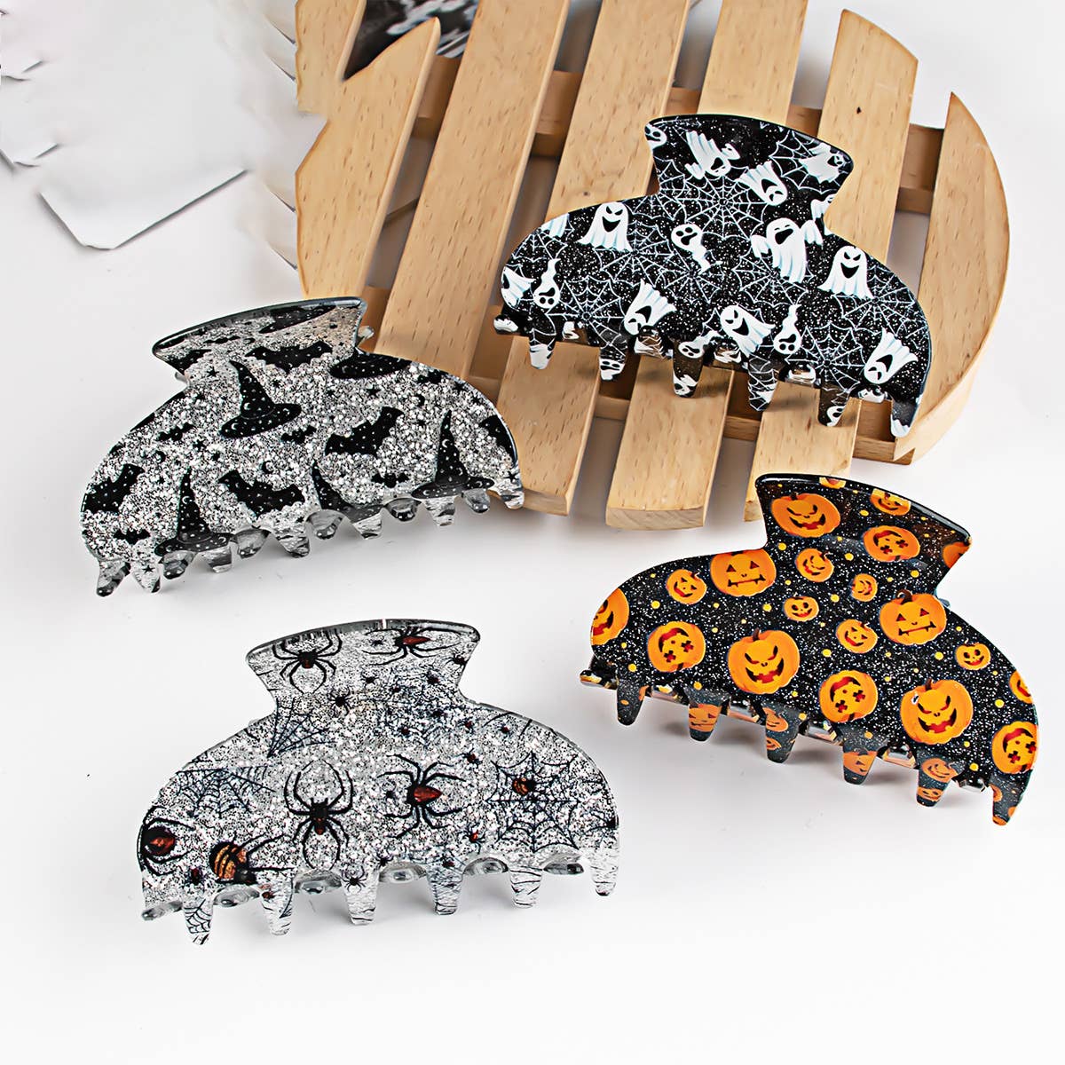 Halloween Magic Hat Hair Claw - Bat Pumpkin Ghost_CWAHA1448