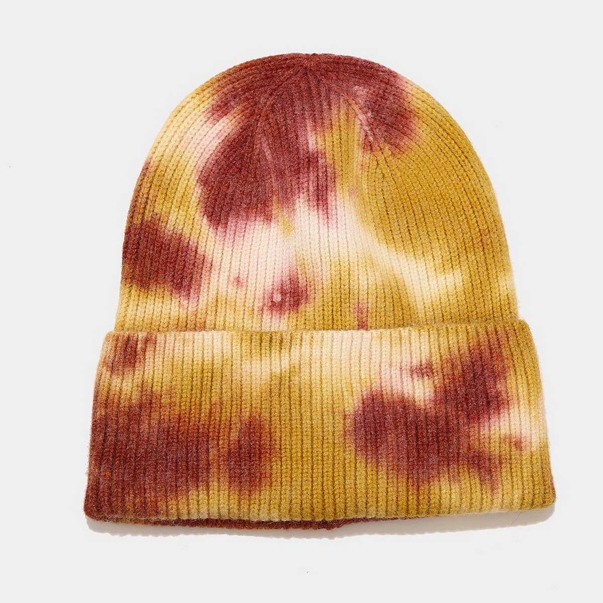 OUTDOOR WARM CURLED EDGE TIE-DYE KNITTED HAT_CWAH1593