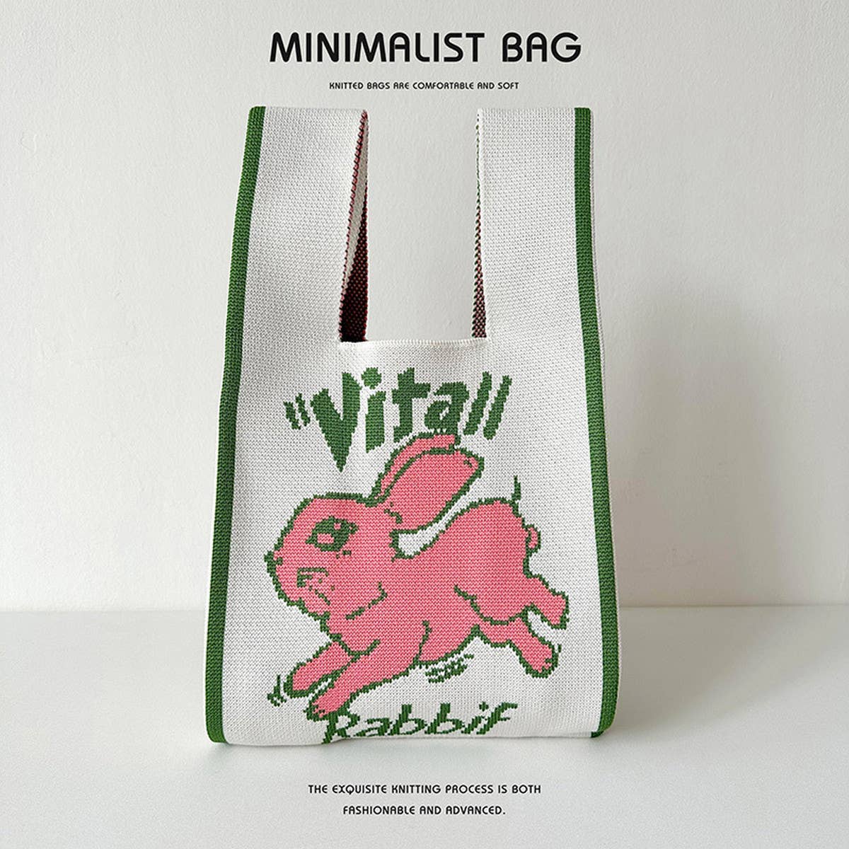 CUTE RABBIT KNITTED SHOULDER TOTE BAG_CWAB1527