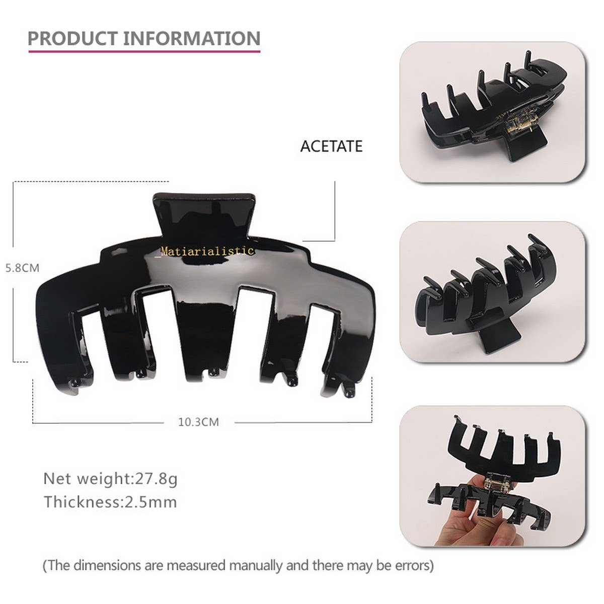 ACETATE GEOMETRIC LINE SHAPE CLIP SHARK CLIP_CWAHA4427