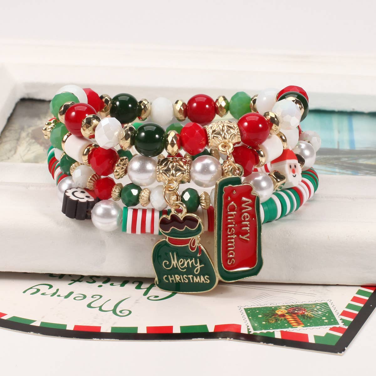 CHRISTMAS SNOWMAN BEADED BRACELET