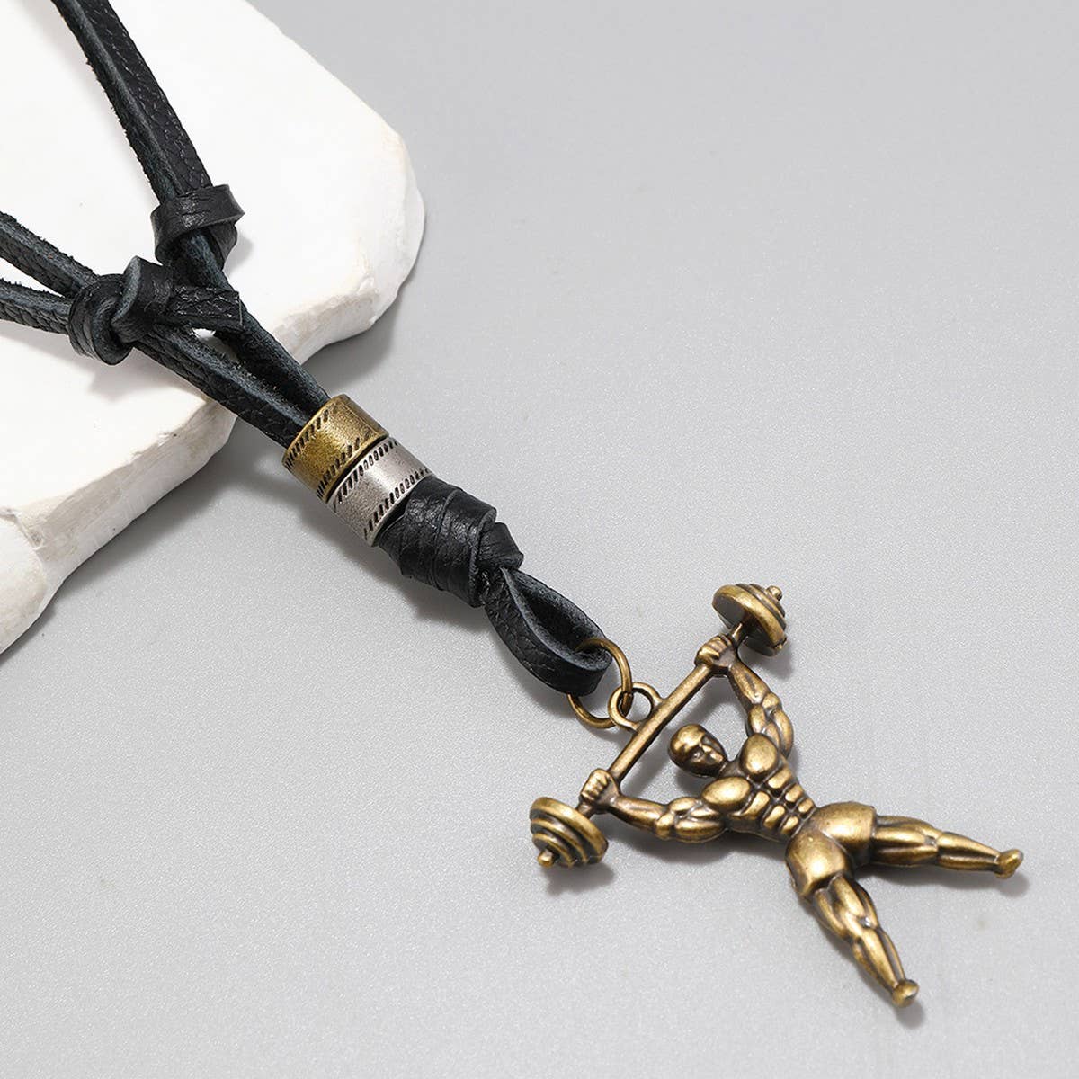 VINTAGE SPORT PENDANT LEATHER NECKLACE