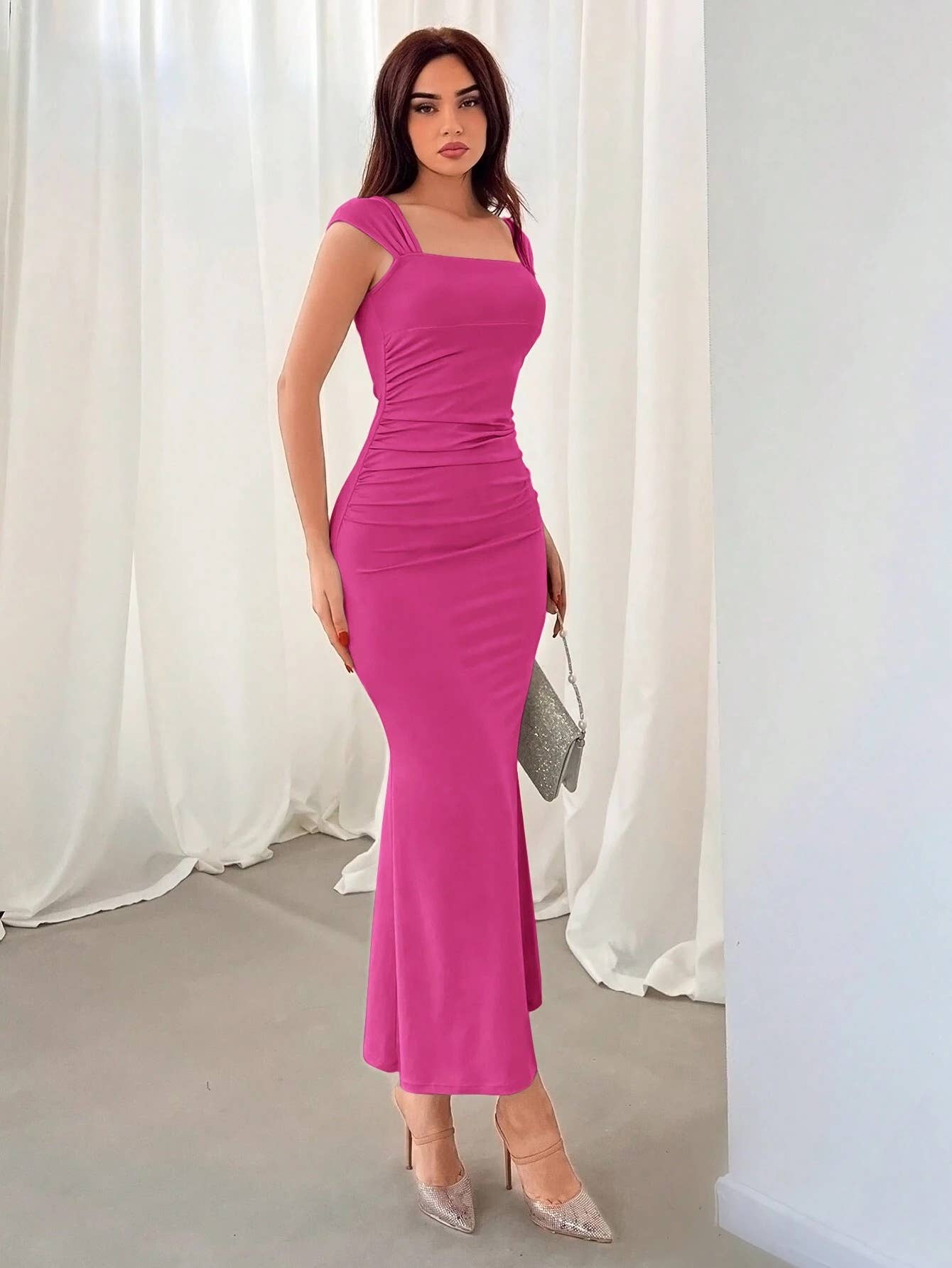 Slim niche pleated milk silk long fishtail skirt