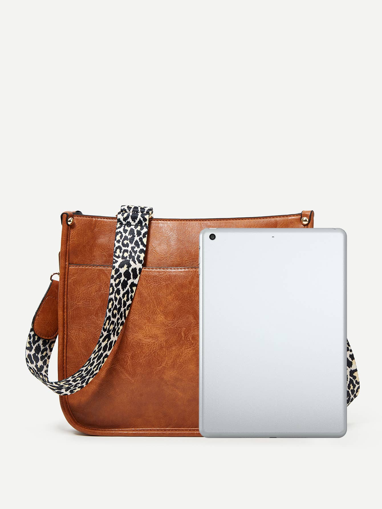 Crossbody leopard print single-shoulder tote bag