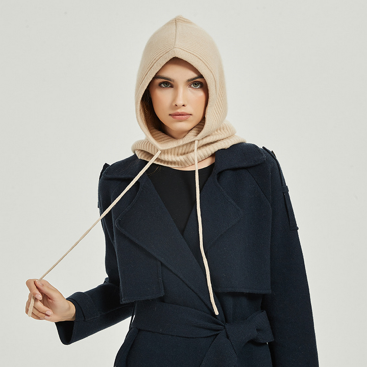 Cashmere Balaclava Hat ??Knit Hood Scarf for Her_CWAH3994