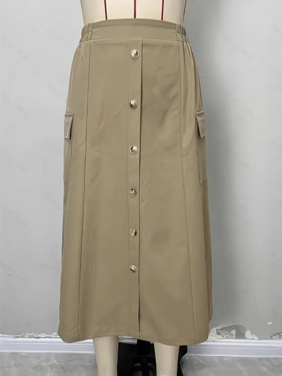 Retro high-waisted A-line mid-length skirt