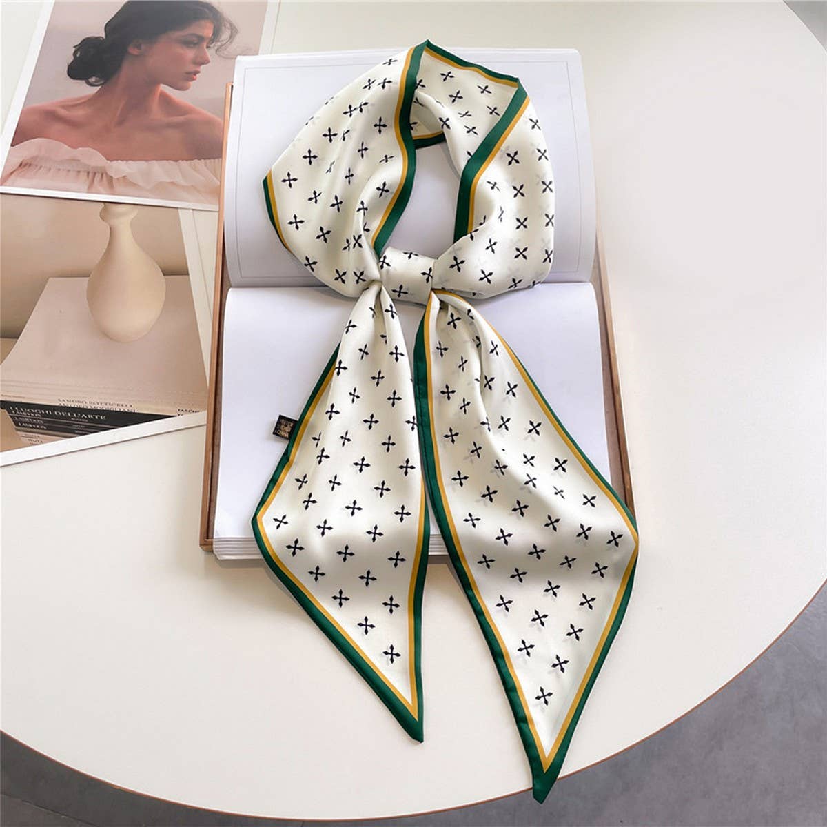 FASHIONABLE DOUBLE-LAYER RIBBON ANGLED HEAD SCARF