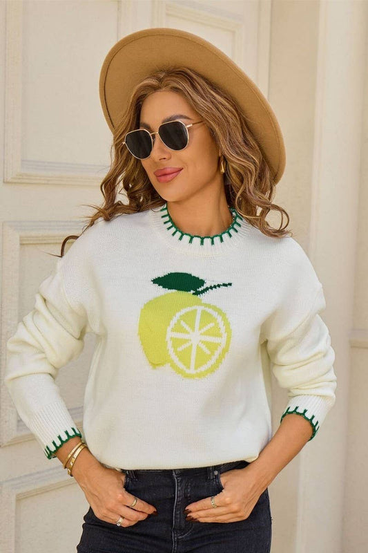 CWOSWL07597_JACQUARD CREW NECK PULLOVER SWEATER