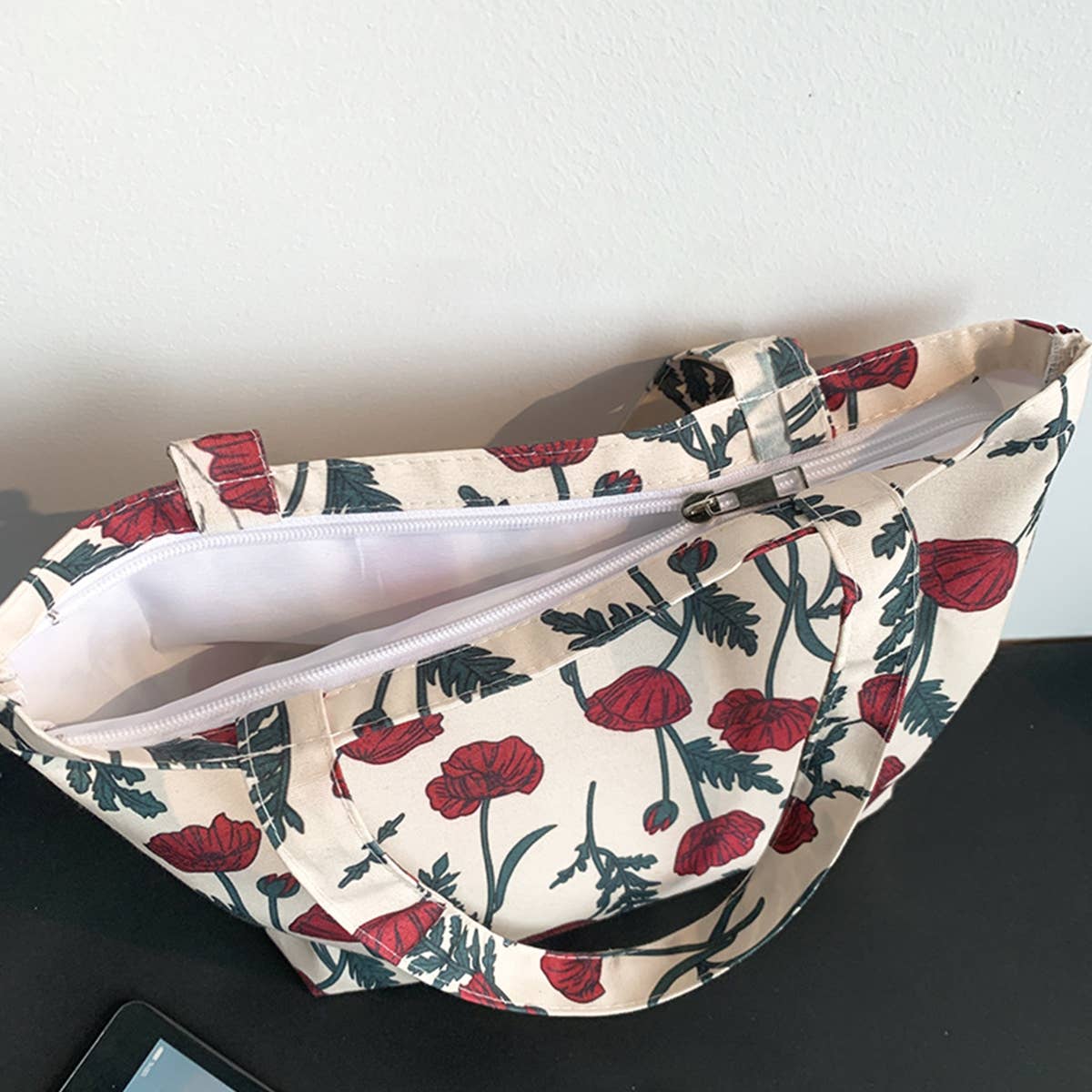 CANVAS TOTE BAGS WITH FRESH FLORAL PLAID_CWAB2047