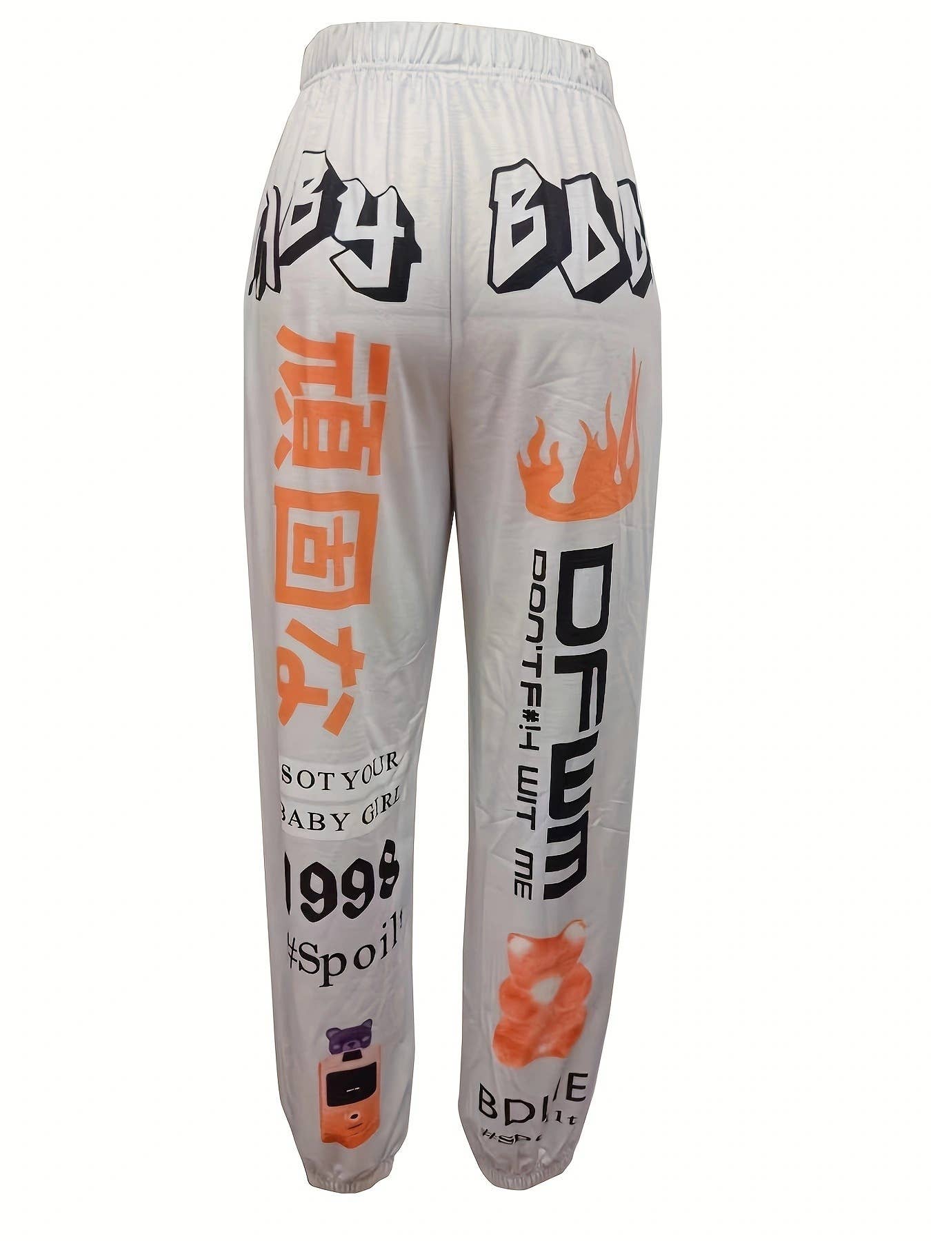 PRINTED ELASTICATED WAIST SPORTS HAREM PANTS