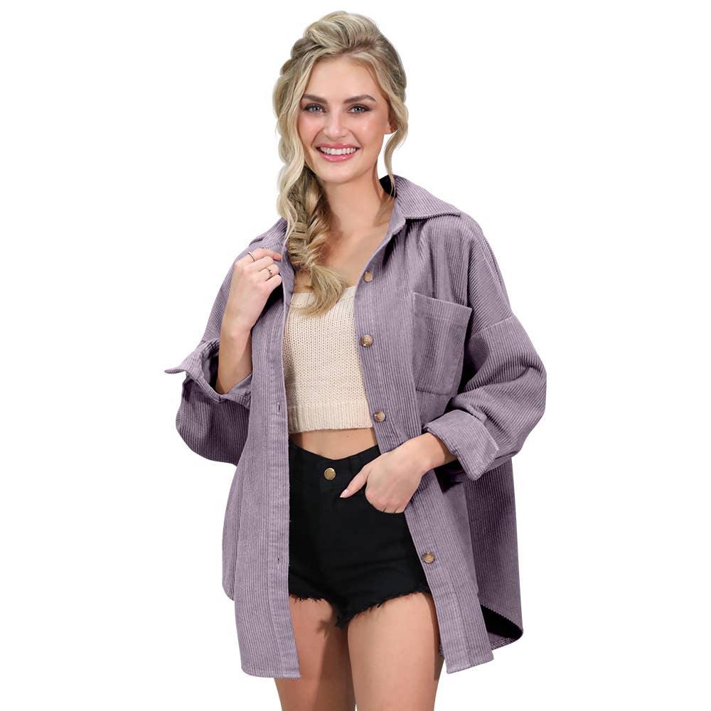 WOMEN LOOSE BUTTON DOWN JACKET_CWOJA695