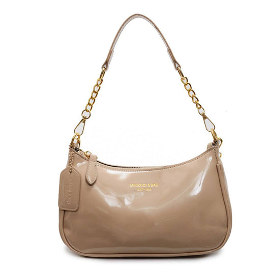 Simple PU leather glossy crossbody bag
