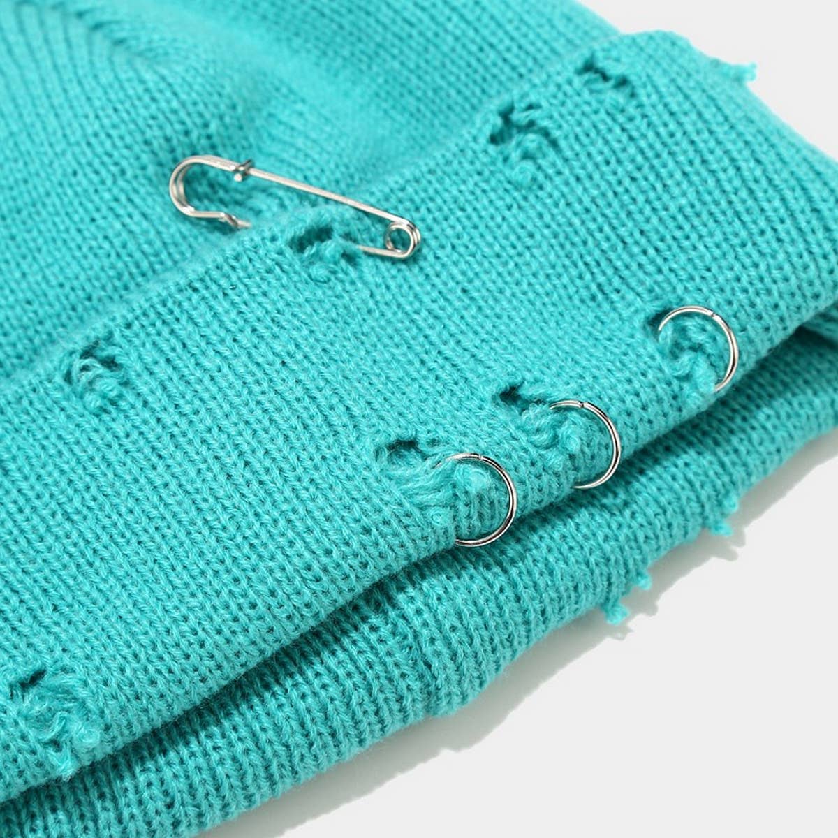 CWAH3168_NEW STYLE IRON RING PIN HOLE WOOL KNITTED HAT