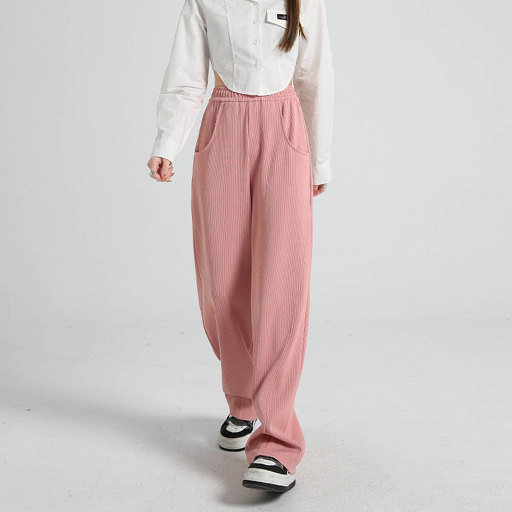 Loose high-waisted casual sports wide-leg pants