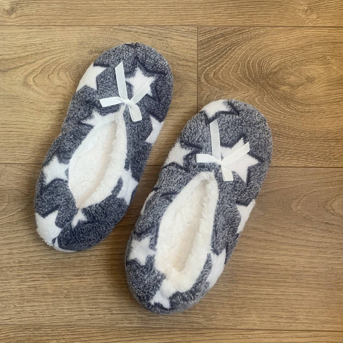 CORAL FLEECE PRINTED SOFT-SOLED SOCKS SLIPPERS