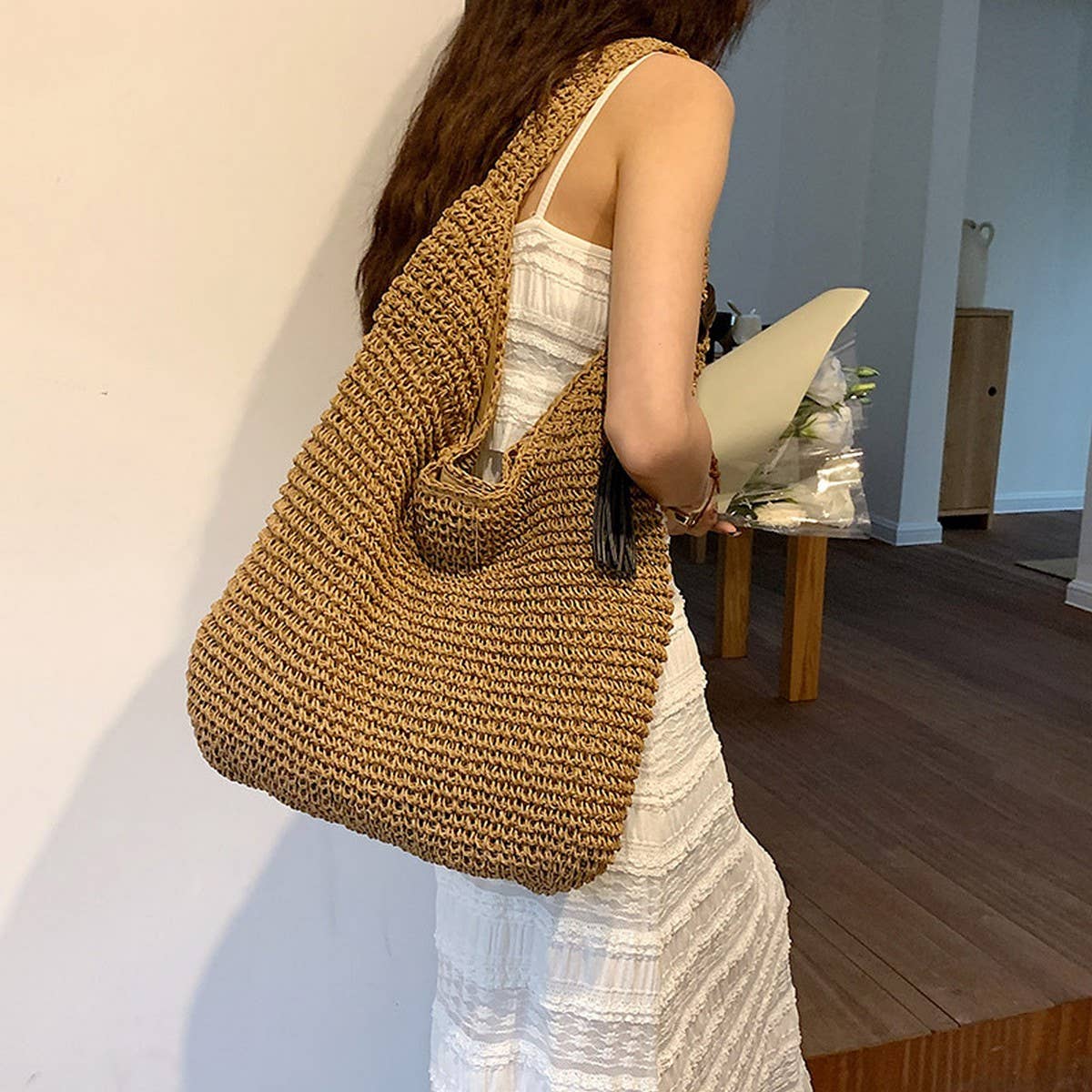 FASHIONABLE AND SIMPLE SHOULDER WOVEN BAG_CWAB2313