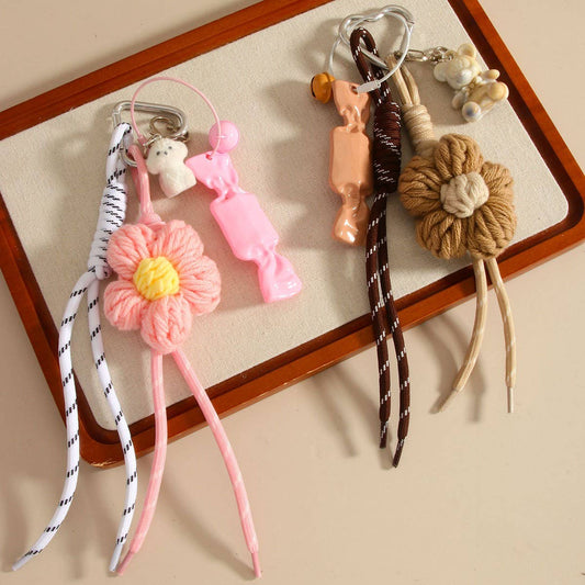 Fashion Crochet Flower Candy Dog Keychain_CWMM7642