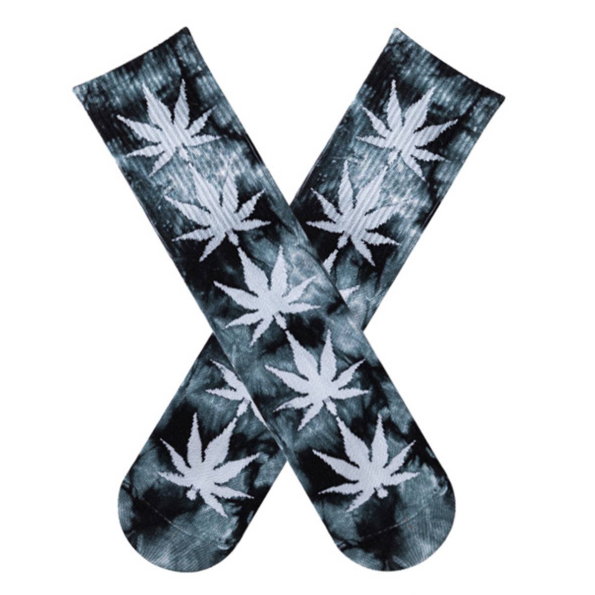 TIE-DYED MAPLE LEAF PATTERN SOCKS