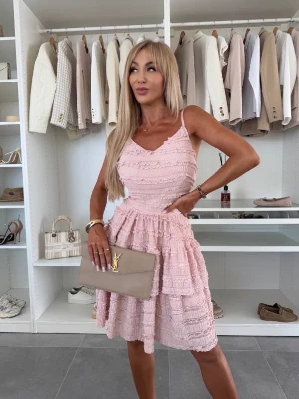 Solid-colored backless sexy halter lace dress