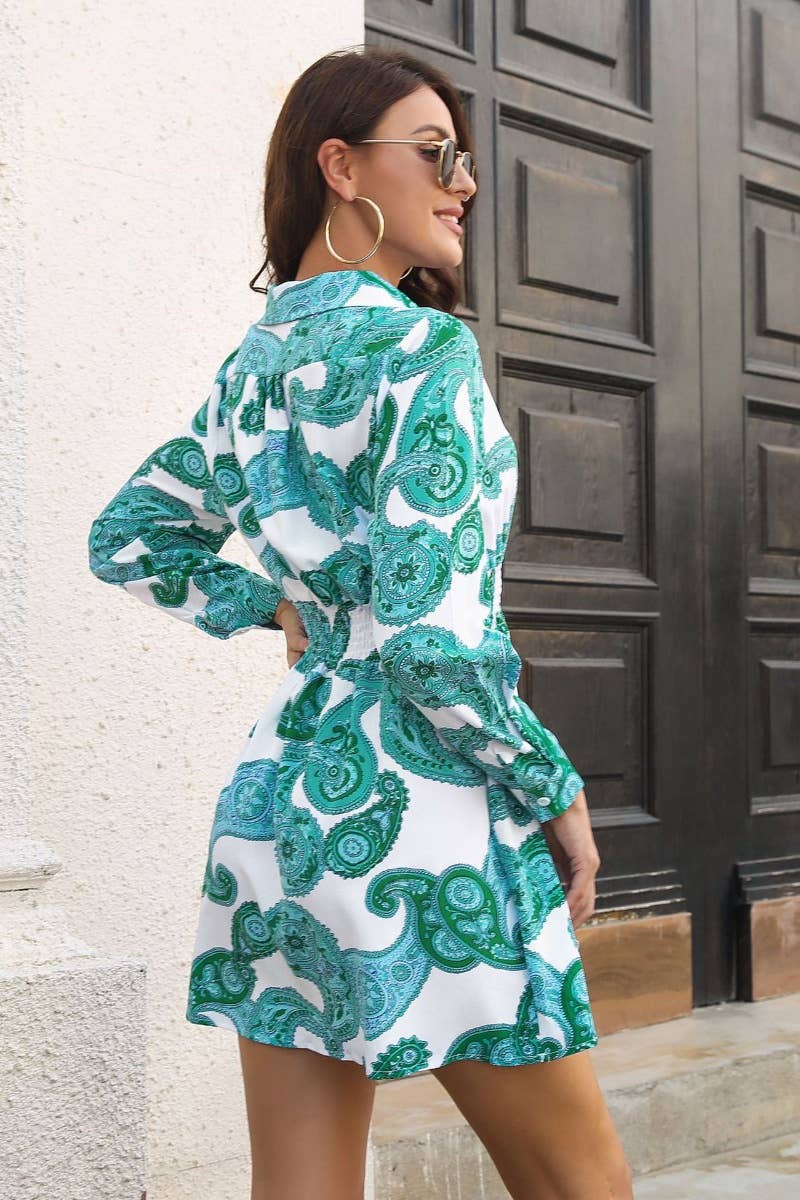 CWDSD6433_VINTAGE LONG-SLEEVED DRESS WITH WAIST CUT