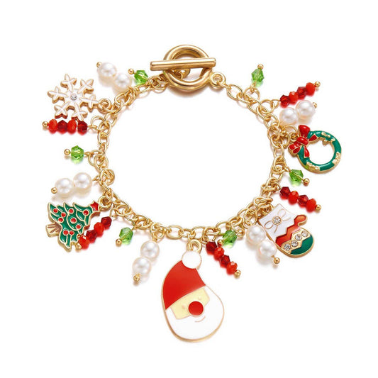 CWAJE2512_SANTA CLAUS RICE BEAD PENDANT BRACELET