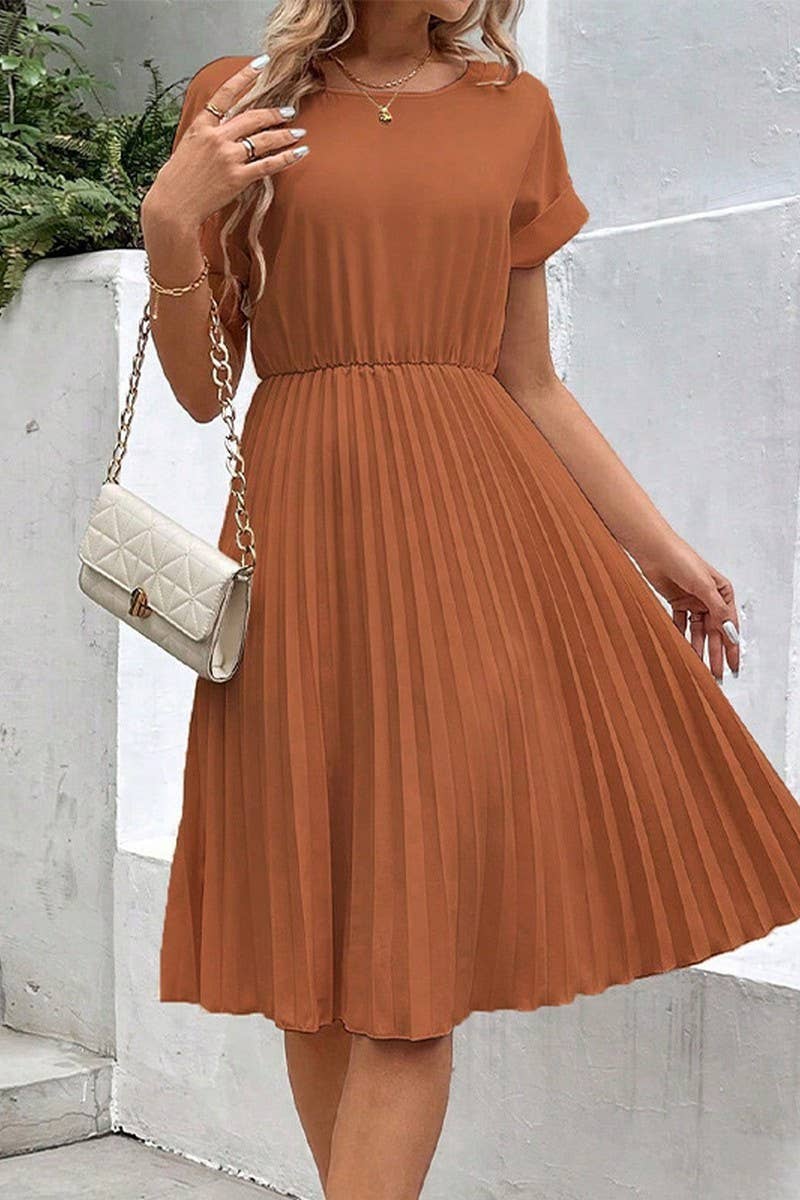 CWDMD5375_SOLID COLOR LOOSE FIT A-LINE DRESS