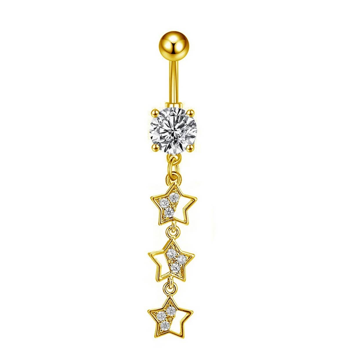 Star Dangle Belly Ring CZ Hypoallergenic Piercing_CWMM9311