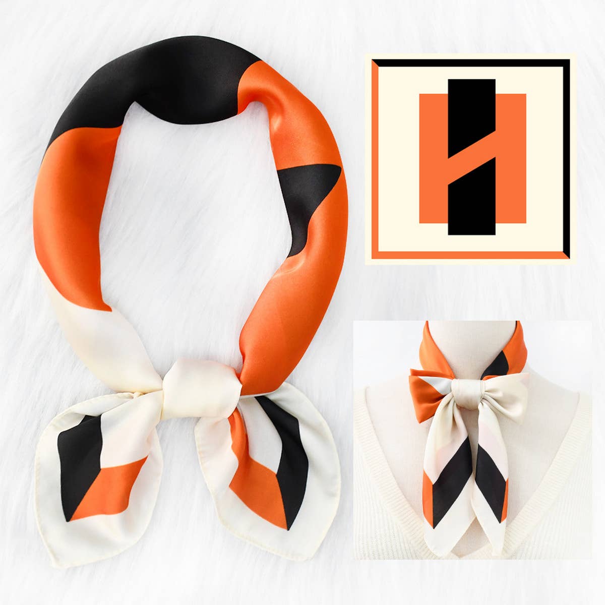 RETRO COLOR MATCHING MULTIFUNCTIONAL SQUARE SCARF_CWASC1156