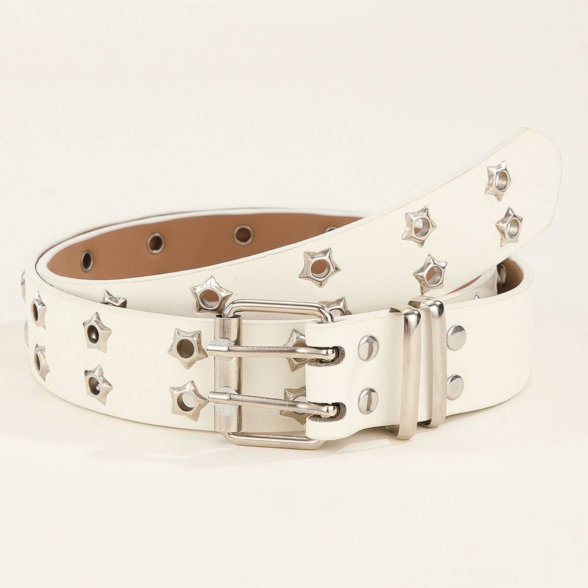 Double-row starry air eye punk style riveted belt