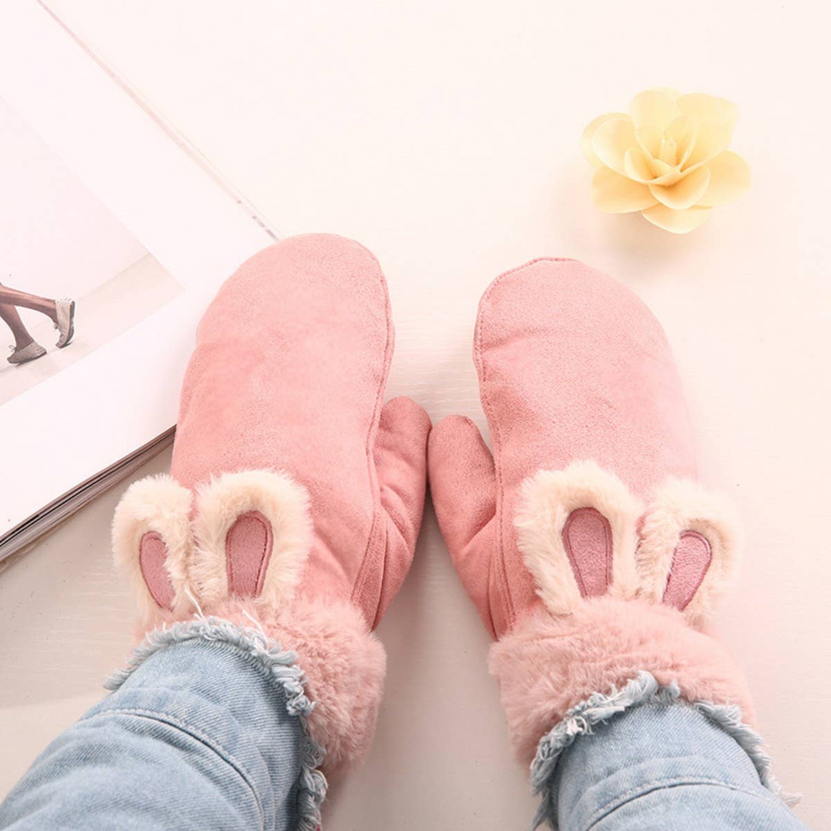 WOMEN'S WINTER CUTE THICK FLEECE WARM GLOVES_CWAG0270