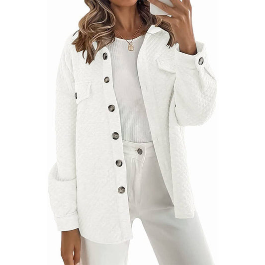 LIGHT CASUAL SOLID COLOR COAT WITH DIAMOND POCKET