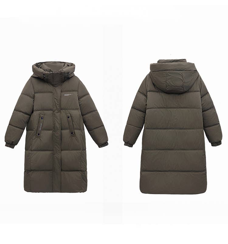 Long hooded and thickened warm padded jacket