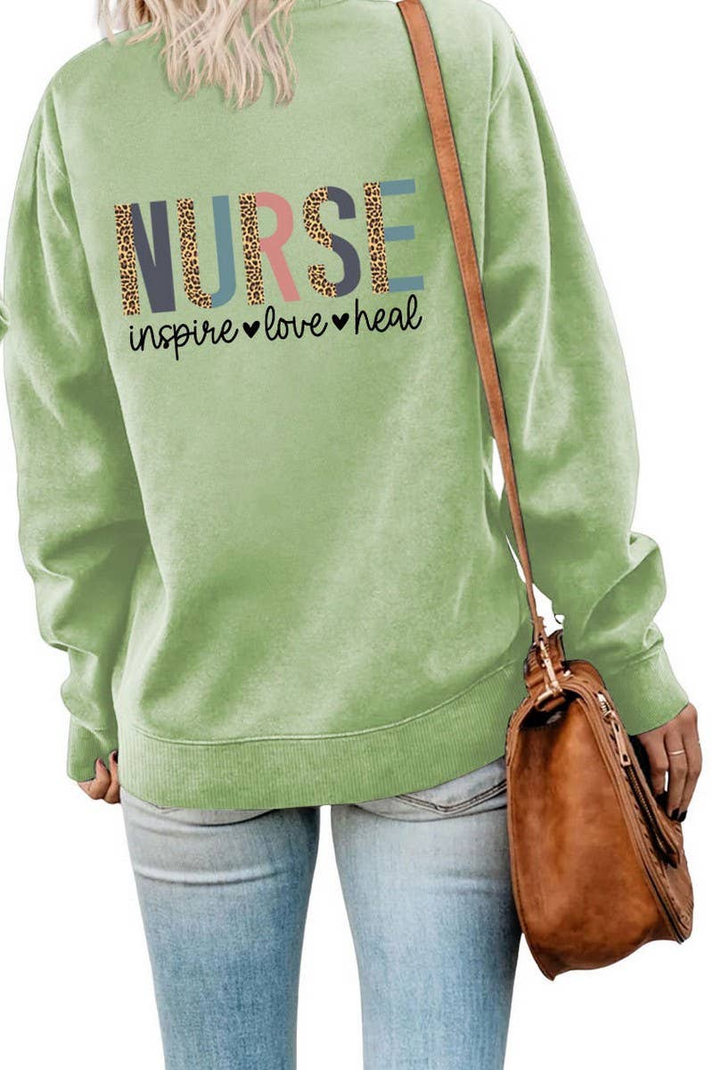 WOMEN NURSE PRINTING RIBBED OVERSIZED PULLOVER_CWTSTL0459