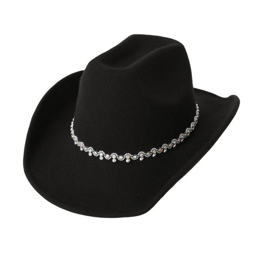 Sequin Spiral Western Felt Hat with Curved Brim_CWAH3645