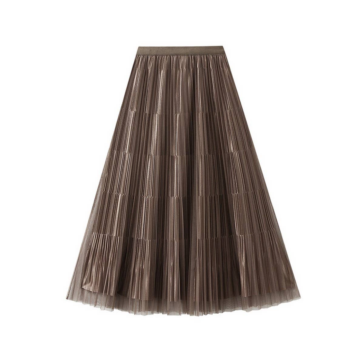 REVERSIBLE MESH PLEATED SKIRT A-LINE SKIRT