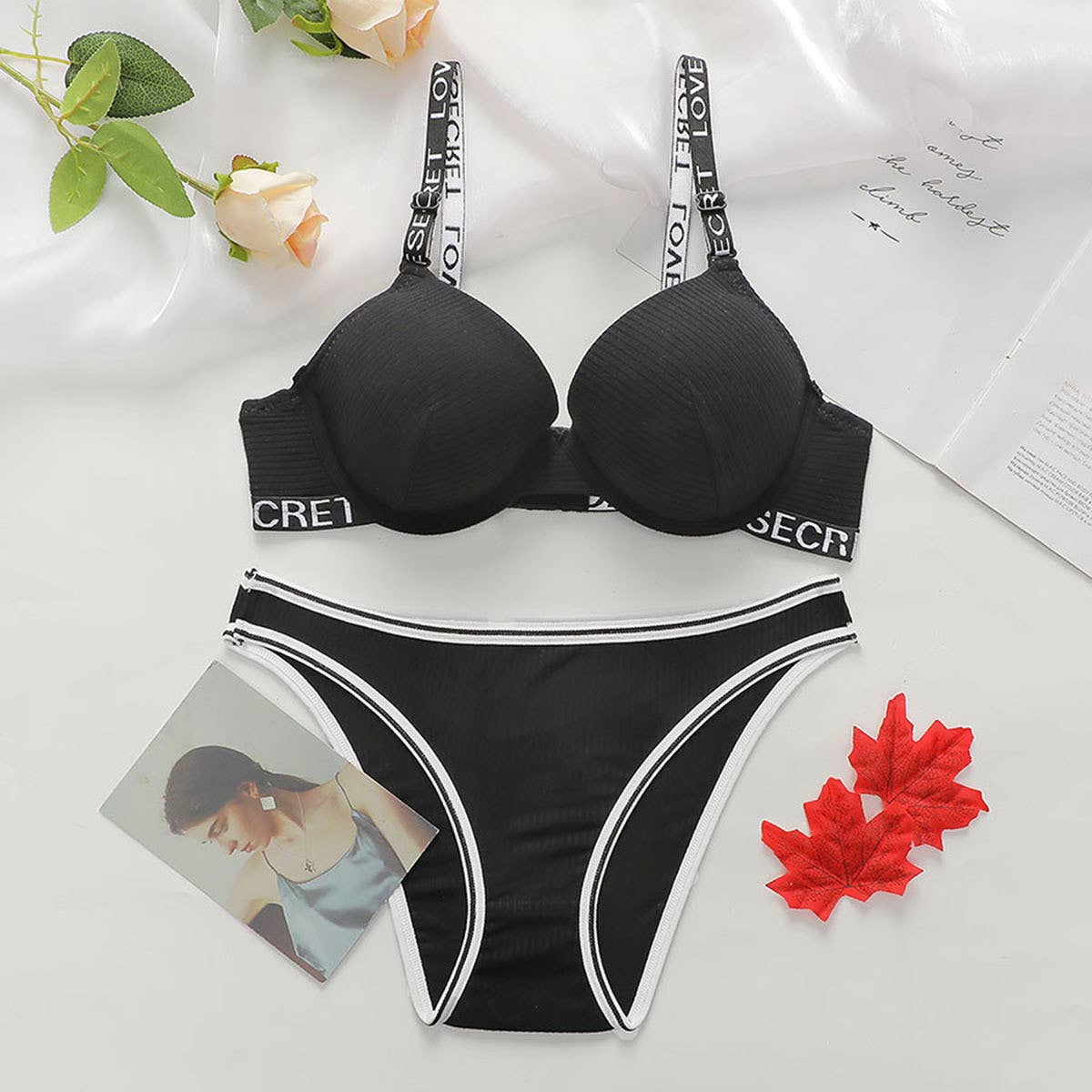 FASHION GATHERED ADJUSTABLE UNDERWEAR SET_CWMU0126