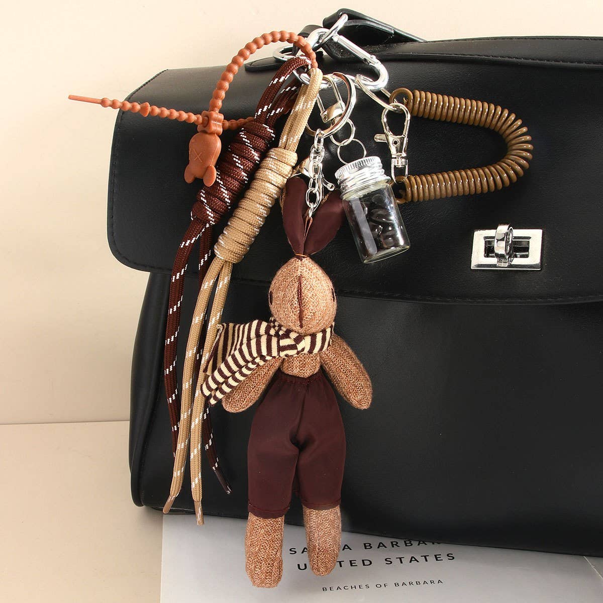 Plush Rabbit with Scarf & Coffee Bean Keychain_CWMM7752